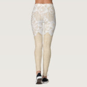 Leggings Dentelle blanche sur la conception du tissu. (Dos)