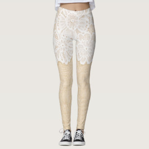 Leggings Dentelle blanche sur la conception du tissu.