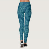 Leggings Dentelle chic de Yoga Mandala Boho Turquoise bleu (Dos)