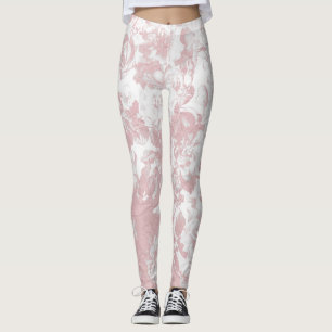 Leggings Dentelle florale blanche de corail rose à la mode