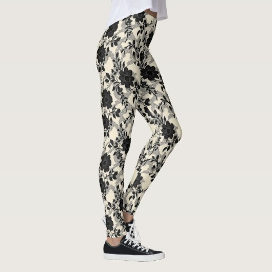 Leggings Dentelle florale modèle noir (Droite)