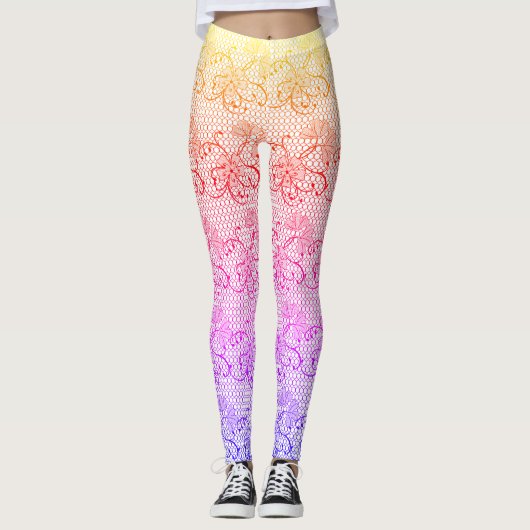 Leggings Dentelle florale Motif coloré (Devant)