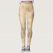 Leggings Dentelle florale rose or (Devant)
