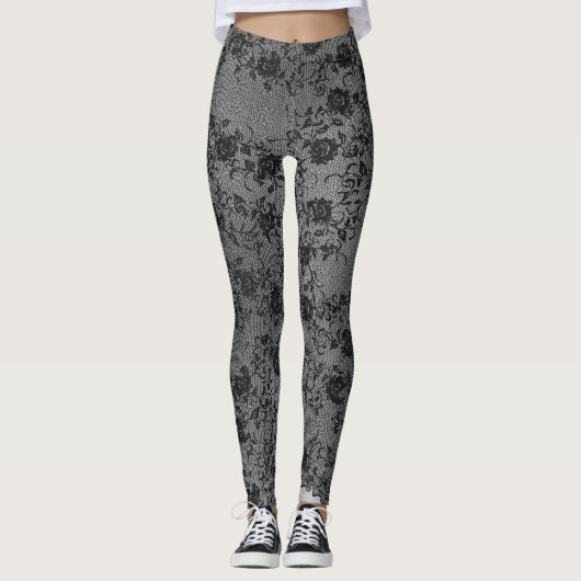 Leggings Dentelle foncée sur gris (Devant)