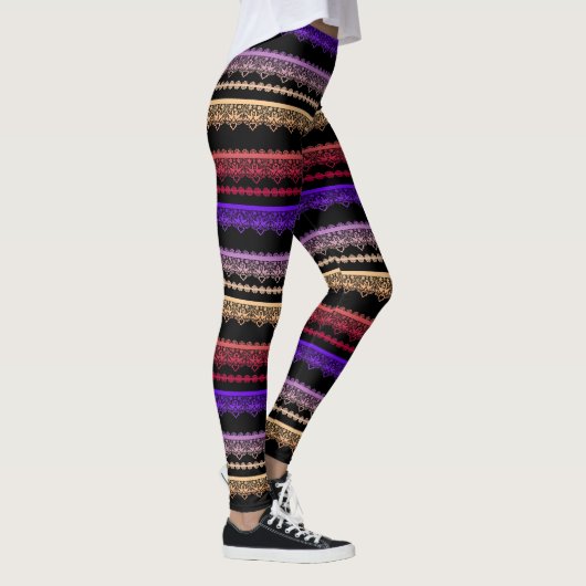 Leggings Dentelle multicolore sur noir (Droite)
