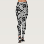 Leggings Dentelle noire avec des roses sur les guêtres (Dos)