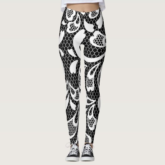 Leggings Dentelle noire et blanche (Devant)