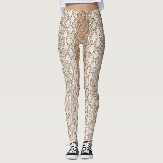 Leggings Dentelle off-White : Burlap Texture (Devant)