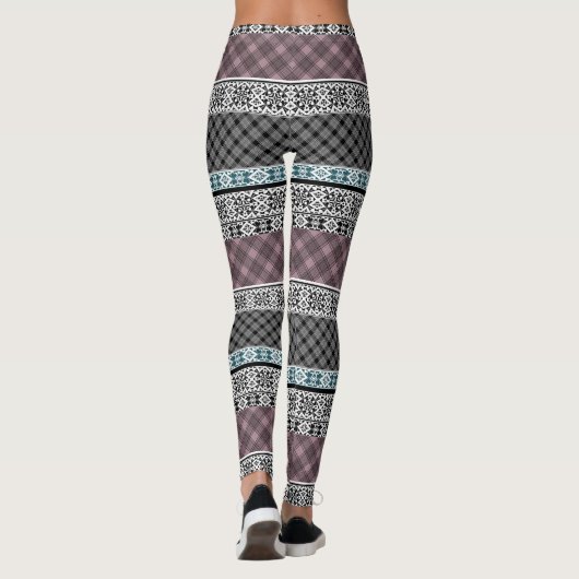 Leggings Dentelle patchwork noir et blanc (Dos)