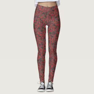 Leggings Dentelle rouge et noire