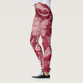 Leggings Dentelle rouge : textile jacquard élastique. (Gauche)