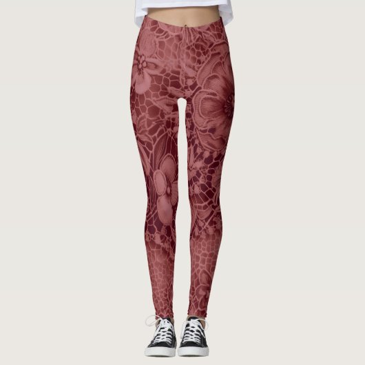 Leggings "Dentelle Vintage Bourgogne" (Devant)