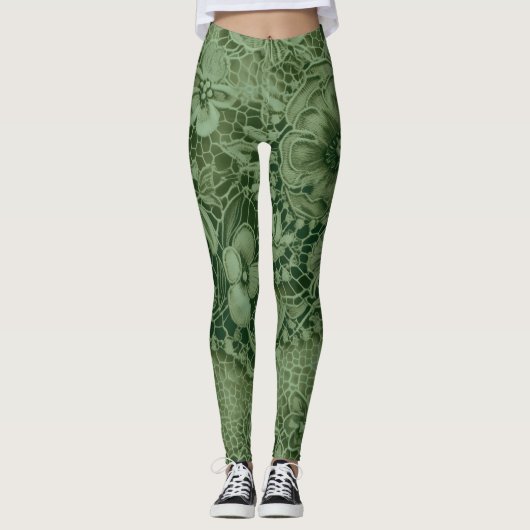 Leggings "Dentelle Vintage Emerald Green" (Devant)