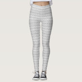 Leggings Dentelles Motifs | Design de dentelle gris et blan (Devant)