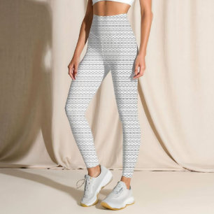 Leggings Dentelles Motifs   Design de dentelle gris et blan
