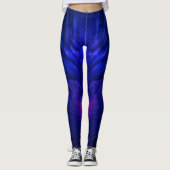 Leggings Des ailes mystiques aux plumes bleues profondes (Devant)