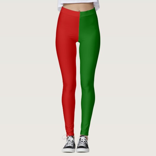 Leggings Des Elfes De Noël Rouge Et Vert (Devant)