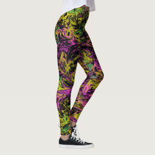 Leggings Des frissons brillantes en vert rose et jaune sur