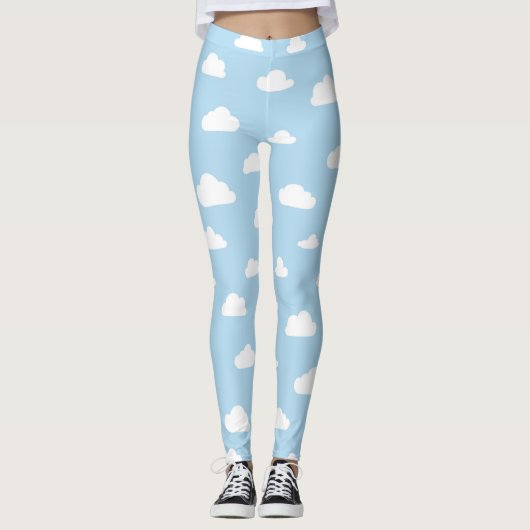 Leggings Des nuages de caricatures blanches sur le Motif Ar (Devant)