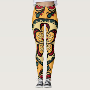Leggings Des ornements circulaires, des motif colorés sans 