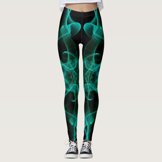 Leggings Des panaches de fumée verte sur le noir (Devant)