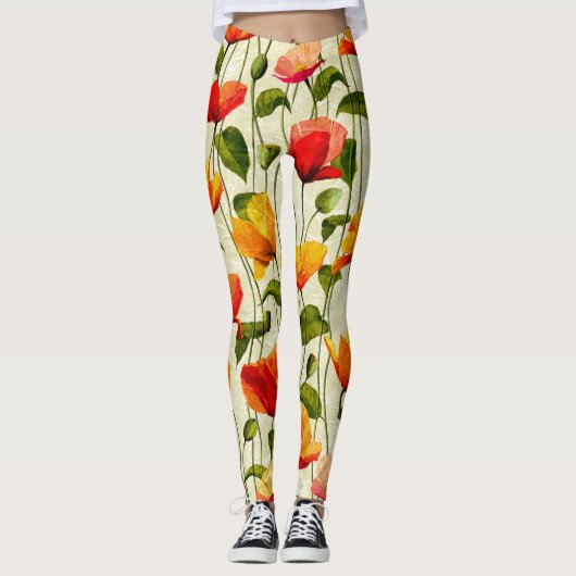 Leggings Des pavots brillants (Devant)