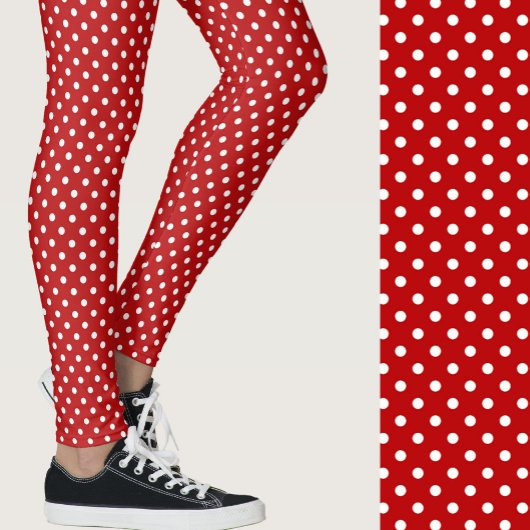 Leggings Des points rouges et blancs, un motif moderne et t