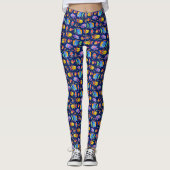 Leggings Des poissons tropicaux amusants sur bleu foncé (Devant)