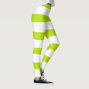 Leggings Des rayures inégales dans la chaux Vert et Blanc