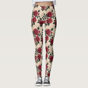 Leggings Des roses cramoisies vintage