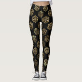 Leggings Dés RPG | Gold Imaginaire Retro Tabletop PnP Gamer (Devant)
