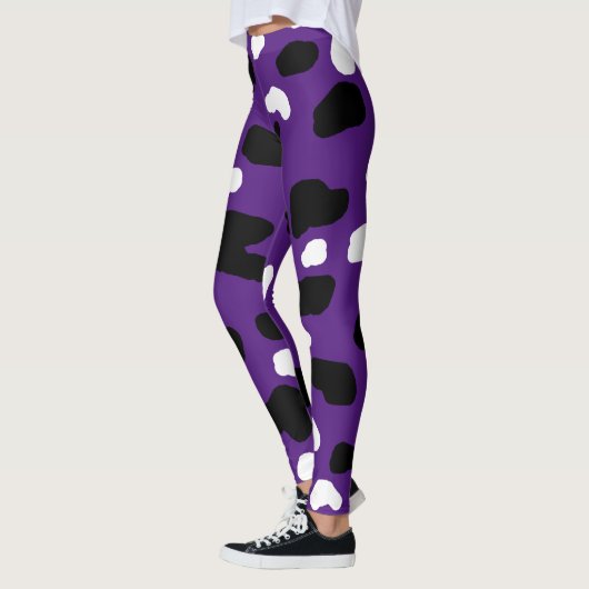 Leggings Des Spots De Vache Sur Violet, (Gauche)