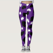 Leggings Des Spots De Vache Sur Violet, (Devant)