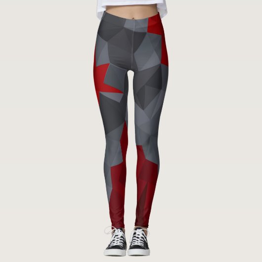 Leggings Des triangles gris, rouges disposés aléatoirement. (Devant)