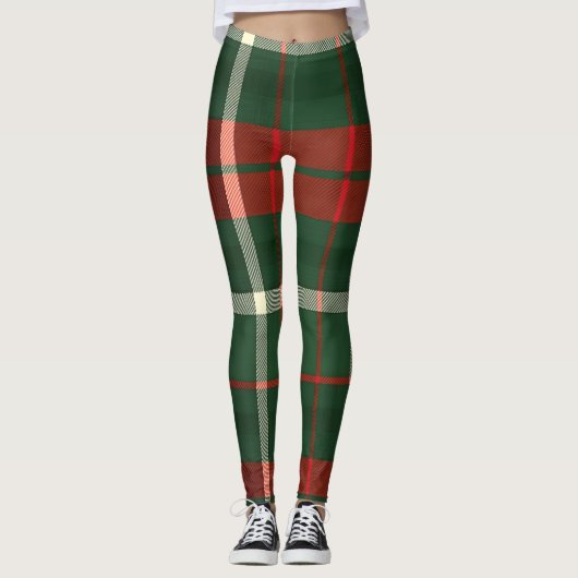 Leggings Design à chaud en rouge, vert et blanc (Devant)