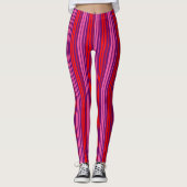 Leggings Design à rayures verticales rose rouge violet (Devant)