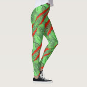 Leggings Design abstrait, carrelé vert avec spirales rouges (Droite)