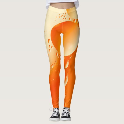 Leggings Design abstrait circulaire couleur orange crémeuse (Devant)