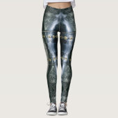 Leggings Design abstrait de l'armure en cuir noir (Devant)
