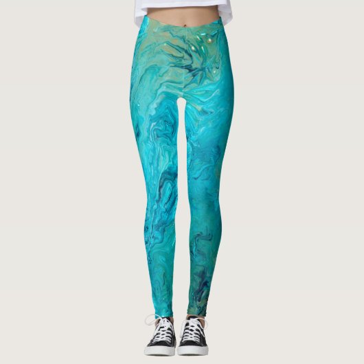 Leggings Design abstrait émeraude unique (Devant)