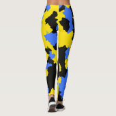 Leggings Design Abstrait Jaune Bleu Noir Motif moderne (Dos)