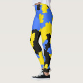 Leggings Design Abstrait Jaune Bleu Noir Motif moderne (Gauche)