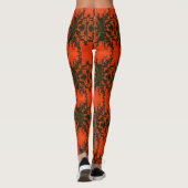 Leggings Design abstrait, lave chaude orange et feu noir (Dos)