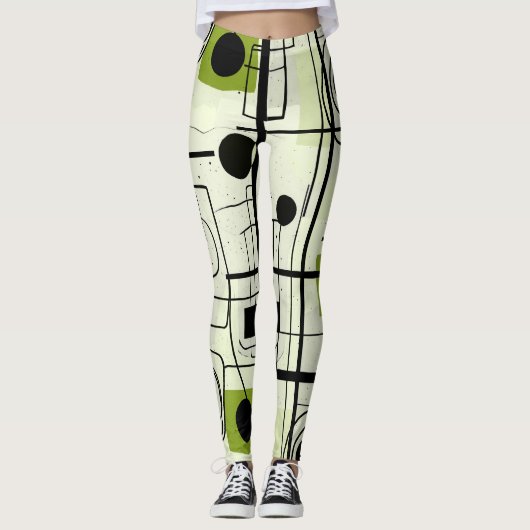 Leggings Design abstrait moderne, lignes dynamiques Lancer (Devant)