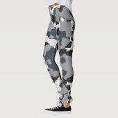 Leggings Design abstrait noir, gris et blanc (Gauche)