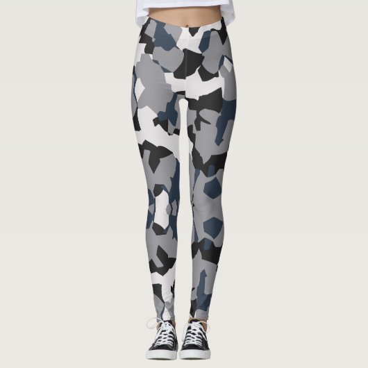 Leggings Design abstrait noir, gris et blanc (Devant)