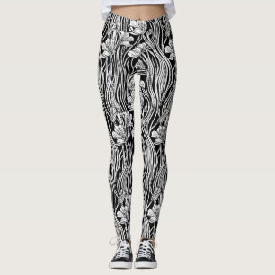 Leggings design Art nouveau moderne noir blanc