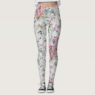 Leggings Design artistique rose et vert