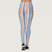 Leggings Design bandes verticales orange bleu blanc (Dos)