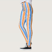 Leggings Design bandes verticales orange bleu blanc (Gauche)